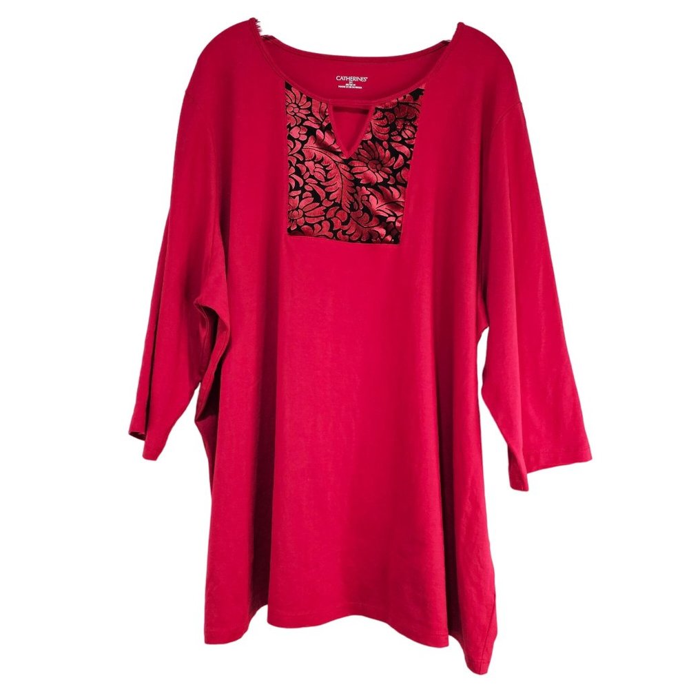 NWT Catherine's Woman's Plus Size 3X 26/28W Top New‎ With Defects Red